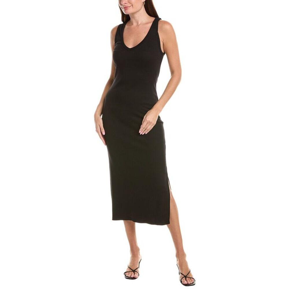 Michael Stars Womens Lilo V-Neck Midi Dress, Black